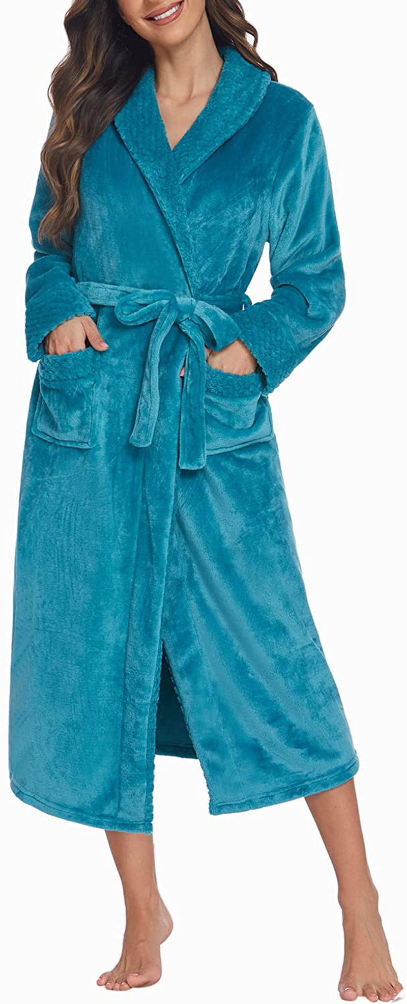 Ekouaer Womens Soft and Warm Fleece Bathrobe Kimono Spa Robe Apparel & Accessories > Clothing > Sleepwear & Loungewear > Robes Kylie Max   