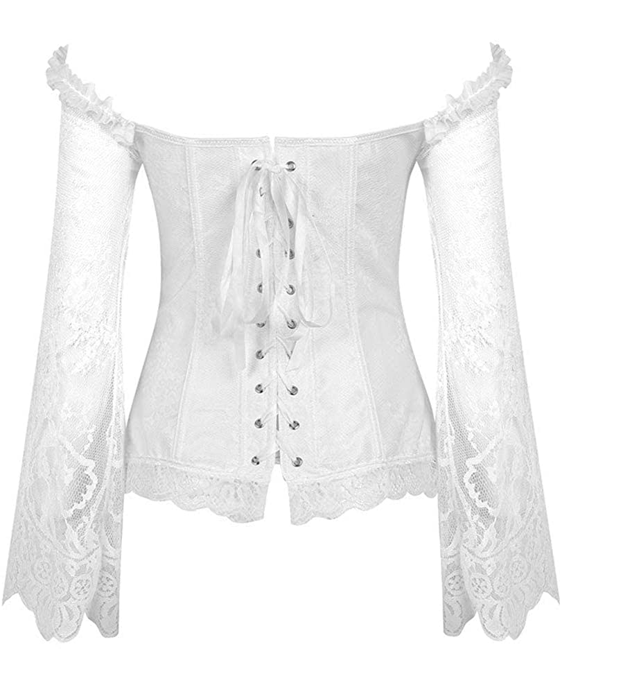 Corset Tops for Women Corset - Overbust Lingerie - Lace up Back Bustier Top - Fashion Corsets with Sleeve Apparel & Accessories > Clothing > Underwear & Socks > Lingerie SZIVYSHI   