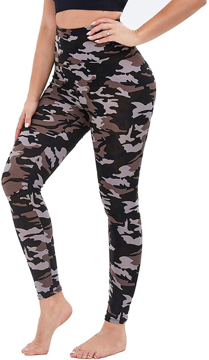 Gayhay High Waisted Leggings for Women - Soft Opaque Slim Tummy Control Printed Pants for Running Cycling Yoga Apparel & Accessories > Clothing > Activewear Gayhay Dark Grey Camo Large-X-Large 