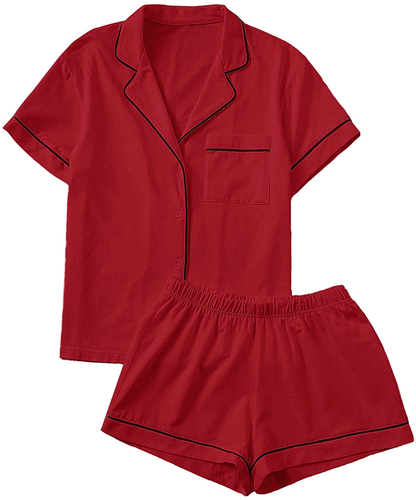 Floerns Women's Notch Collar Short Sleeve Sleepwear Two Piece Pajama Set Apparel & Accessories > Clothing > Sleepwear & Loungewear > Pajamas Floerns   