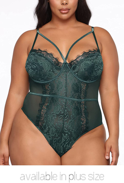 Aranmei Women's Sexy Eyelash Lace bodysuit Snap Crotch Teddy Lingerie Apparel & Accessories > Clothing > Underwear & Socks > Lingerie Aranmei   