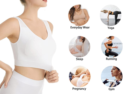 Lemef 3-Pack Seamless Sports Bra Wirefree Yoga Bra with Removable Pads for Women Apparel & Accessories > Clothing > Underwear & Socks > Bras Kylie Max   