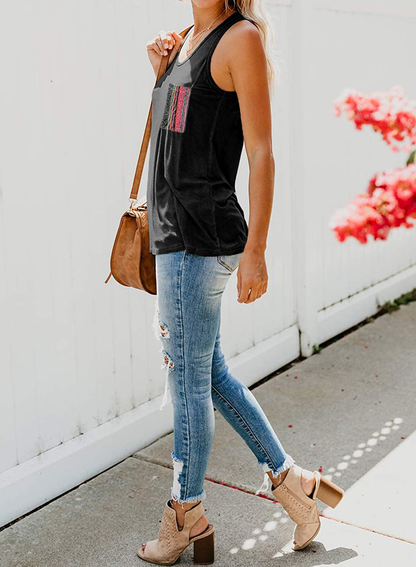 Dokotoo Womens Crew Neck Tank Tops Summer Leopard Detail Print Top Casual Cami Shirts Blouses S-XXL Apparel & Accessories > Clothing > Activewear Kylie Max   