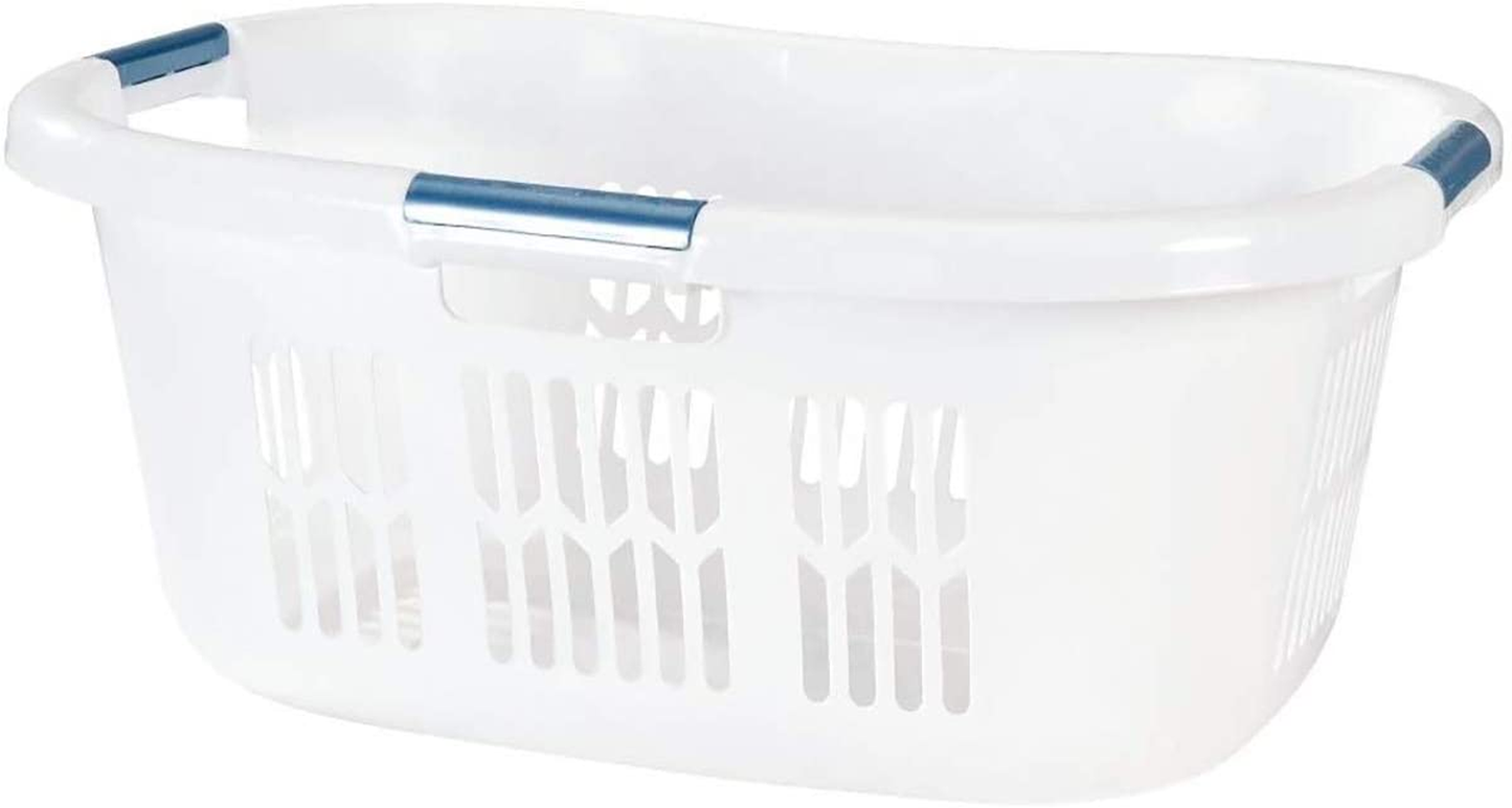 Rubbermaid 2.1 Bushel Small Hip Hugger Portable Plastic Home Laundry Basket with Grab through Handles, White (2-Pack) Apparel & Accessories > Clothing > Underwear & Socks > Underwear Rubbermaid   