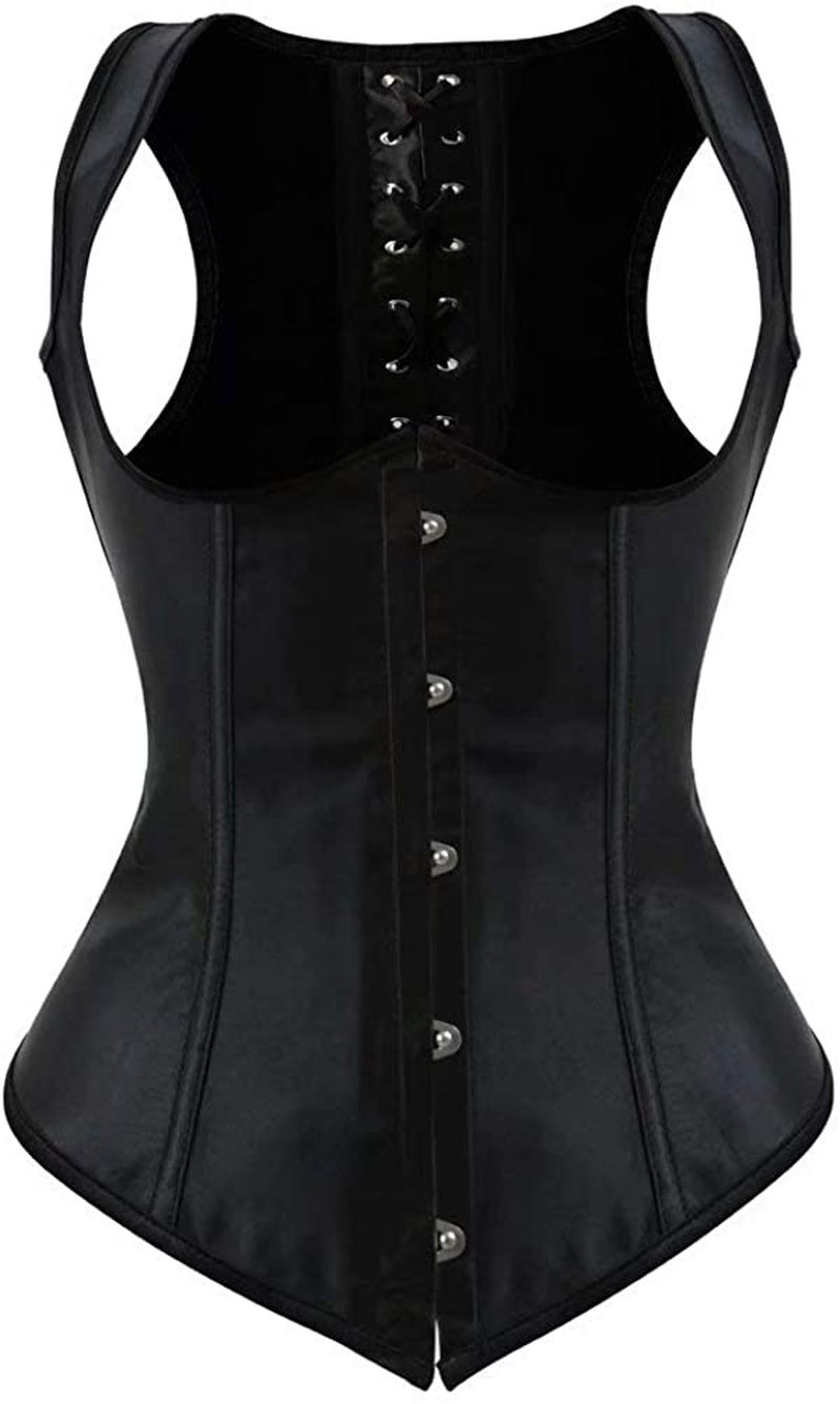 Corset Top Bustier Women'S Overbust Satin Floral Lace up Trim plus Size Bodyshaper Apparel & Accessories > Clothing > Underwear & Socks > Lingerie jutrisujo 830black 4X-Large 