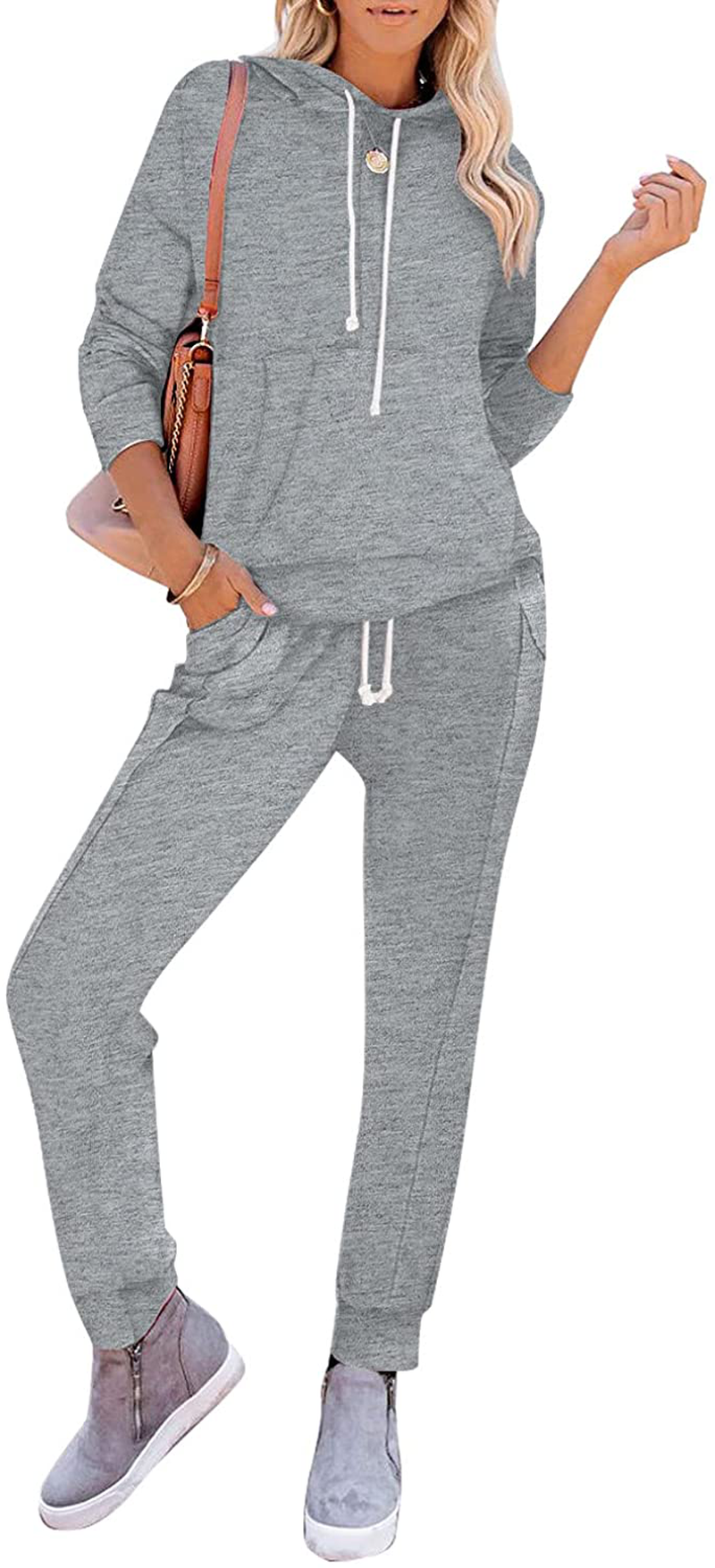 luvamia Women Tie Dye Pajama Sets Long Sleeve Tops and Pants PJ Sets Joggers Loungewear Sleepwear Apparel & Accessories > Clothing > Sleepwear & Loungewear > Pajamas KYLIE MAX X Hooded Solid Grey Large 