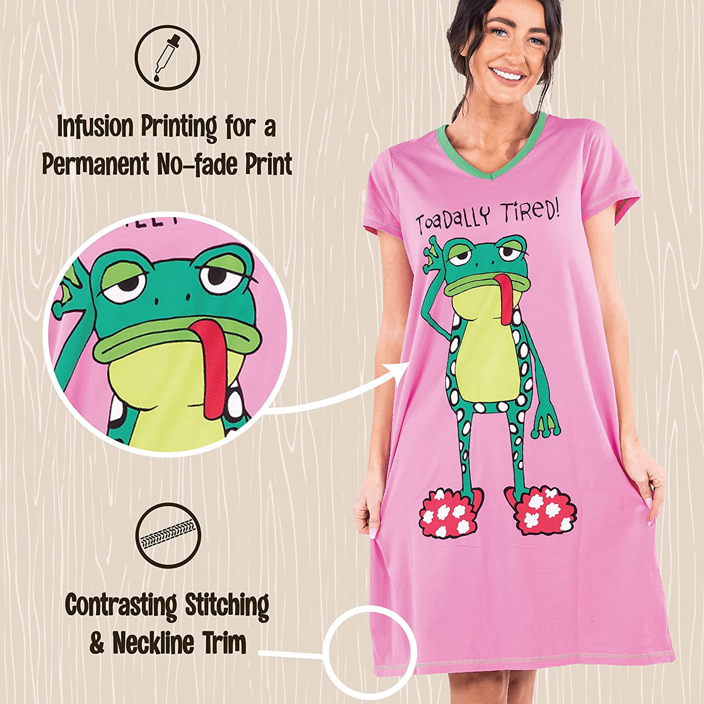 Lazy One V-Neck Nightshirts for Women, Animal Designs Apparel & Accessories > Clothing > Sleepwear & Loungewear > Nightgowns Kylie Max   