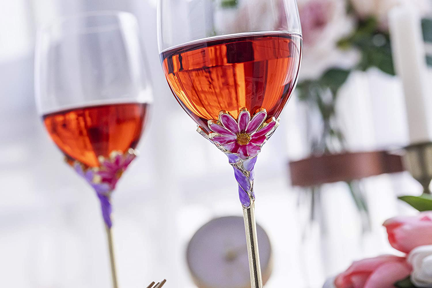 Luka Tech Enamels flower Lead-free Wine Glass Best Birthday Gifts For Women Wife Mom Friends Mothers Valentines Day (1 Pack) Arts & Entertainment > Party & Celebration > Gift Giving Luka Tech   