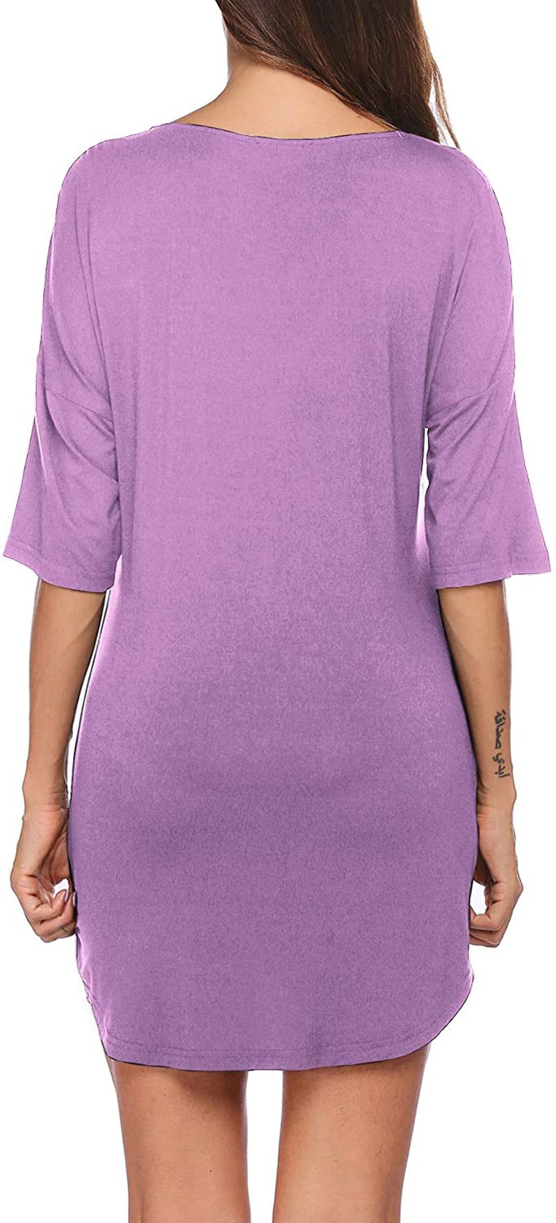 Ekouaer Nightgown Button down Nightshirt Short V Neck Night Shirts Womens Boyfriend Sexy Sleepwear S-XXL Apparel & Accessories > Clothing > Sleepwear & Loungewear > Nightgowns Kylie Max   
