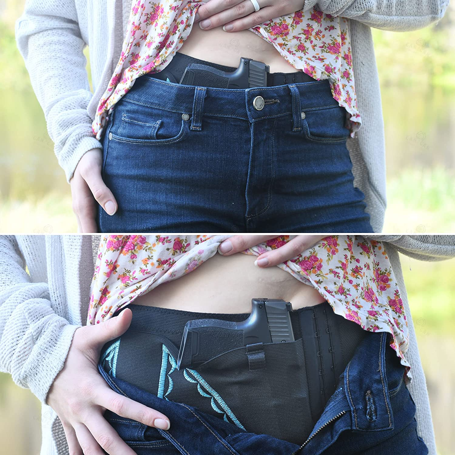 Can Can Concealment - Hip Hugger - the Big Shebang - Ambidextrous Women’S Compression Holster for Concealed Carry- IWB / OWB Gun Holster (Gun Powder Blue, Large 39"-42") Apparel & Accessories > Clothing > Underwear & Socks > Underwear Can Can Concealment   