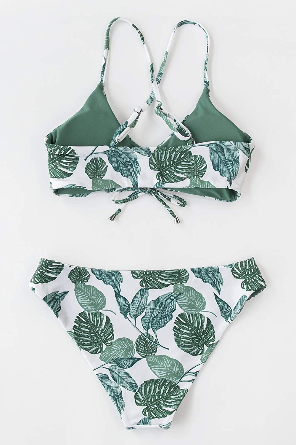 CUPSHE Women's Reversible Lace Up Bikini Sets Floral and Striped Apparel & Accessories > Clothing > Swimwear KYLIE MAX   