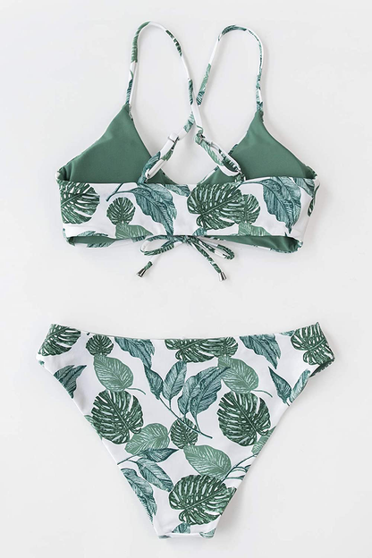 CUPSHE Women's Reversible Lace Up Bikini Sets Floral and Striped Apparel & Accessories > Clothing > Swimwear KYLIE MAX   
