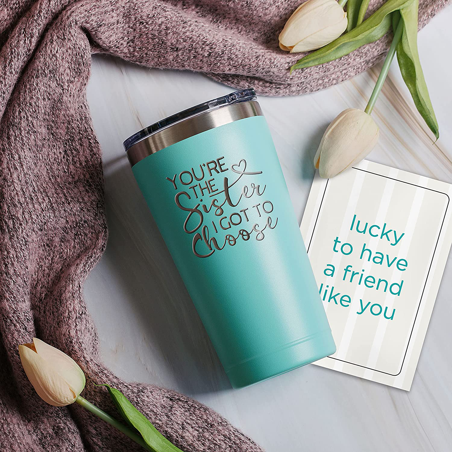 Best Friend Birthday Gifts for Women - Best Friend Friendship Gifts Set - Sister I Got To Choose Unique Birthday Gifts for Women BFF, Bestie, Friend - Gift Set with Tumbler, Fuzzy Socks & Card Arts & Entertainment > Party & Celebration > Gift Giving Sodilly   