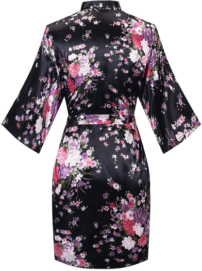 Women'S Floral Silk Kimono Robes Bridesmaid Satin Robes Wedding Party Sleepwear Apparel & Accessories > Clothing > Sleepwear & Loungewear > Robes MissNina   