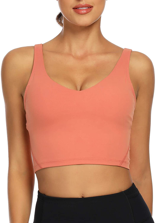 Lemedy Women Sports Bra Longline Crop Tank Top Padded Workout Running Yoga Apparel & Accessories > Clothing > Underwear & Socks > Bras Kylie Max   