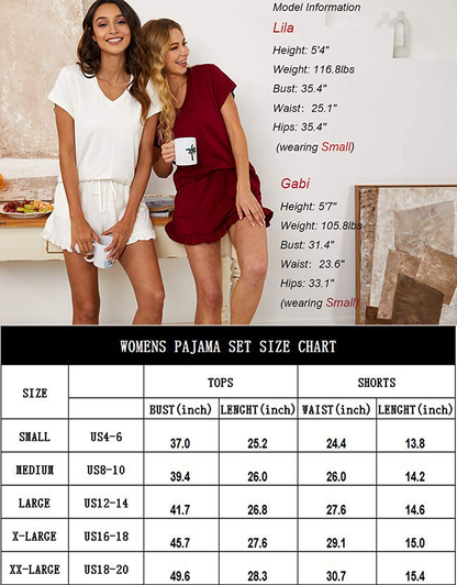 Luckymore Women'S Pajama Short Sleeve Sleepwear Soft Pj Set V Neck Top and Shorts Pajamas Set Apparel & Accessories > Clothing > Sleepwear & Loungewear Kylie Max   