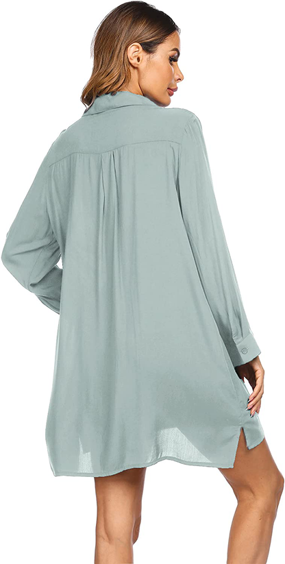 SHESHOW Women'S Beach Cover up Long Sleeve Button down Shirt Beach Bikini Coverups Dress Swimsuit Covers S-3XL Apparel & Accessories > Clothing > Swimwear Kylie Max   