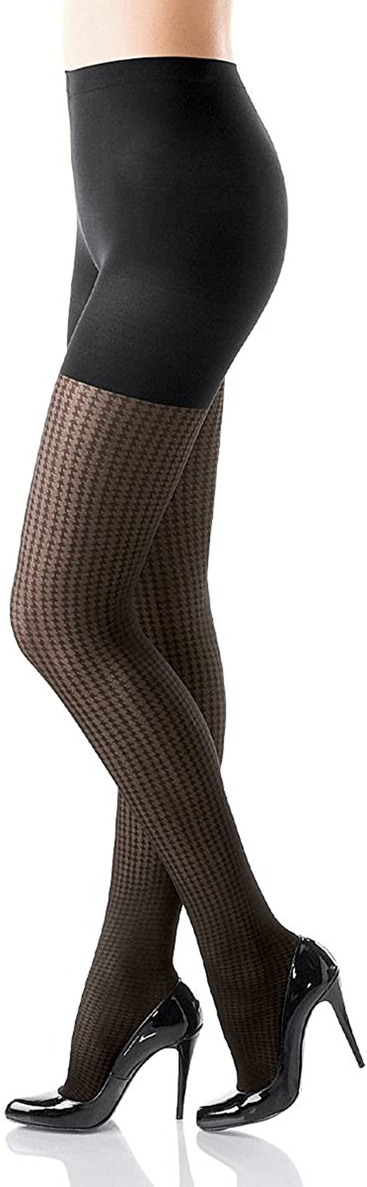 Patterned Bodyshaping Houndstooth Tights - Black, B Apparel & Accessories > Clothing > Underwear & Socks > Shapewear SPANX   