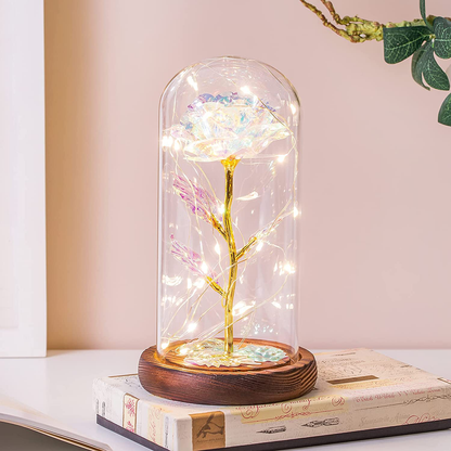 Tongtai Galaxy Rose Flower Gift-Galaxy Enchanted Rose with Led Light String in Glass Dome -Gifts for Women Mom Her Birthday Wedding Anniversary Room Home Bedroom Decor Arts & Entertainment > Party & Celebration > Gift Giving Tongtai   