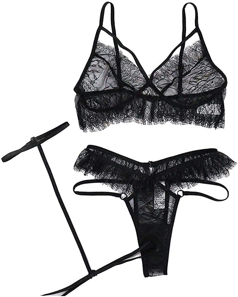 Women Lingerie Sexy Bra and Panties Set Lace Strap Bralette Lingerie Set Apparel & Accessories > Clothing > Underwear & Socks > Lingerie KLONKEE   