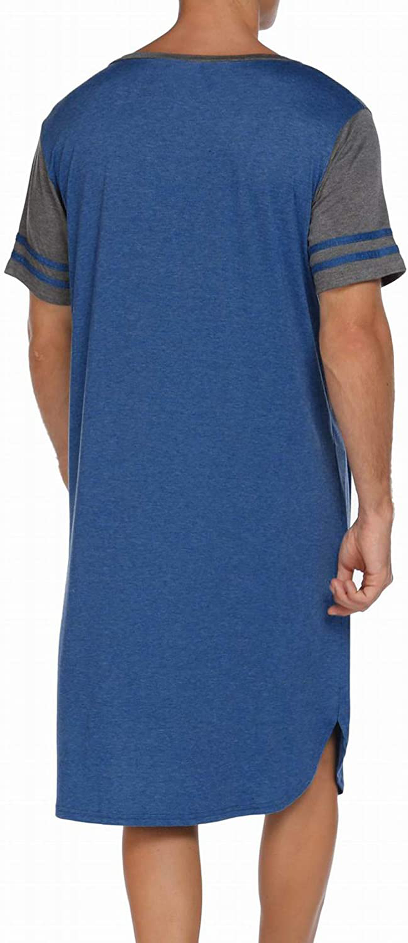 Ekouaer Nightgowns Mens V Neck Long Sleeve Sleepwear Big&Tall Pajama Sleeping Wear Loungewear Nightshirts M-XXXL Apparel & Accessories > Clothing > Sleepwear & Loungewear > Nightgowns Kylie Max   