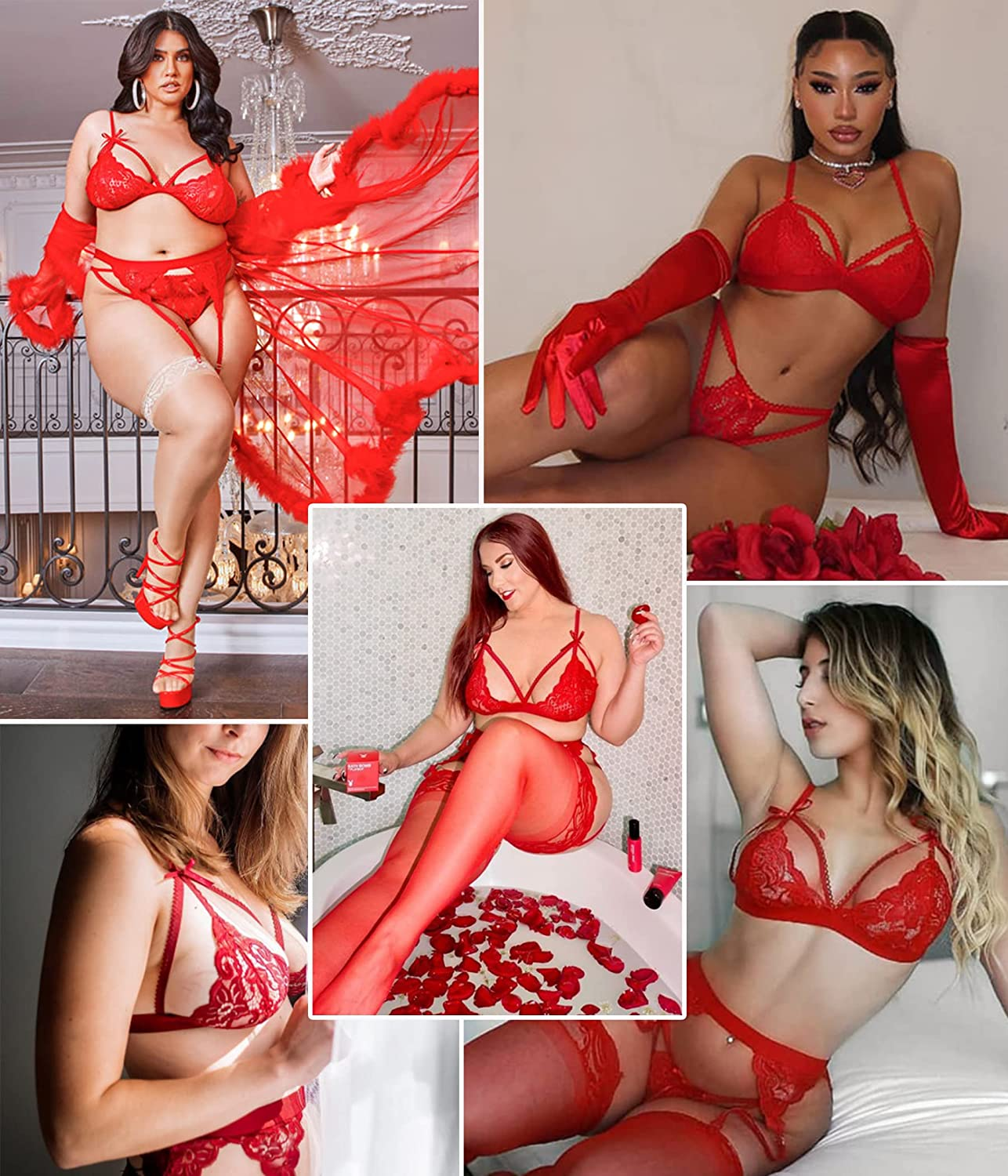 Avidlove Women Lingerie Set Lace Teddy Strap Babydoll Bodysuit with Garter Belts Apparel & Accessories > Clothing > Underwear & Socks > Lingerie Avidlove   