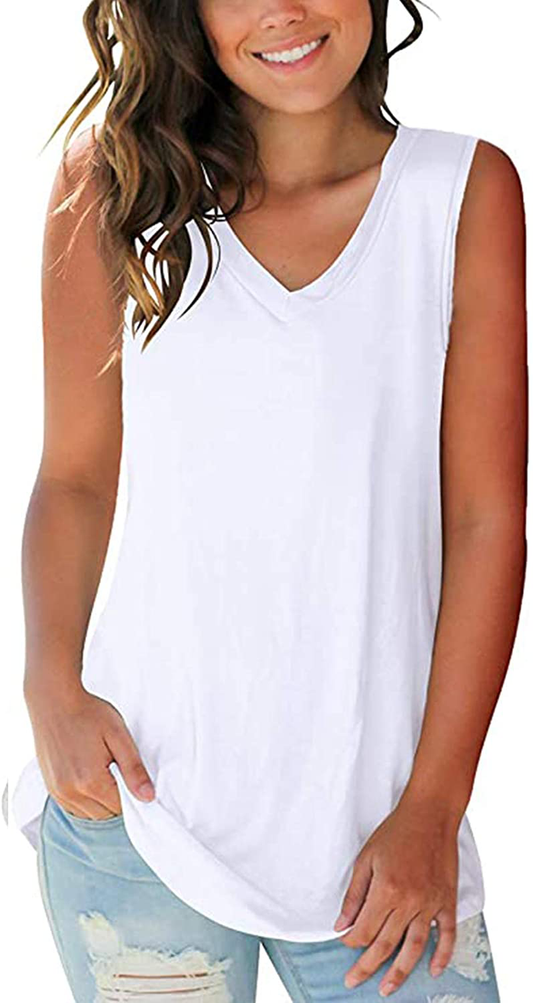 SAMPEEL Tank Tops for Women Trendy V Neck Basic Sleeveless Tee Shirts Women Casual Apparel & Accessories > Clothing > Activewear Kylie Max   