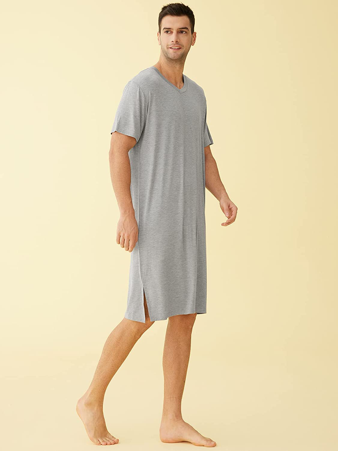 Latuza Men'S Bamboo Viscose Nightshirt Short Sleeves Sleep Shirt Apparel & Accessories > Clothing > Sleepwear & Loungewear > Nightgowns Kylie Max   