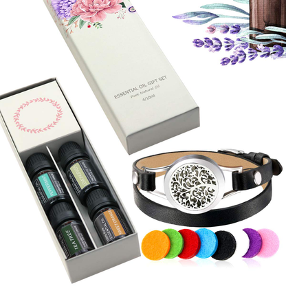 Aromatherapy Essential Oil Leather Diffuser Bracelet w/Tea Tree, Lemongrass, Orange and Peppermint -10ML/pcs, Unique Gift Ideas for Women, Girls, Friend, Mom at Anniversaries, Birthday and Christmas Arts & Entertainment > Party & Celebration > Gift Giving SOMORA   