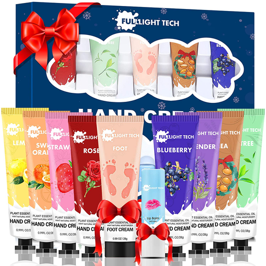 Hand Cream Gift Set 10 Packs w/Foot Cream & Lip Balm Moisturizing Hand Lotion w/Shea Butter for Dry Cracked Hands Skin,Unique Christmas Stocking Stuffers Gift for Women Wife Mom Her Grandma Arts & Entertainment > Party & Celebration > Gift Giving FULLLIGHT TECH   