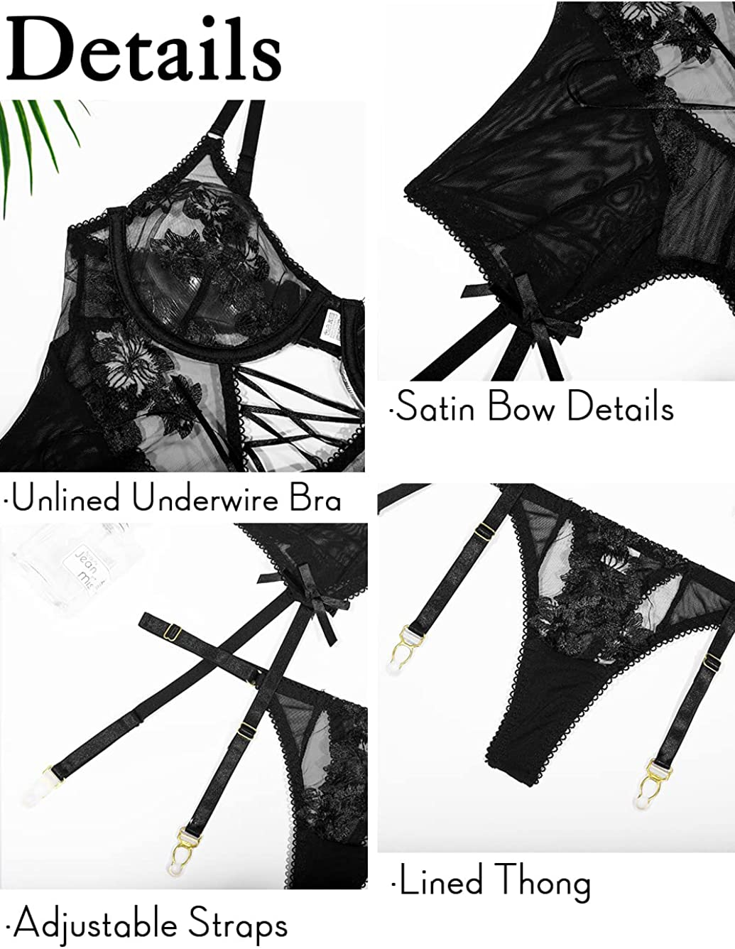 Kaei&Shi Lace up Plunge, Cutout Back, Corset Bustier Garter Lingerie Set Apparel & Accessories > Clothing > Underwear & Socks > Lingerie Kaei&Shi   