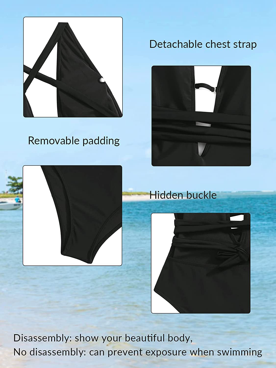 Sweatyrocks Women'S Sexy Basic Criss Cross Tie Knot Front Deep V Open Back One Piece Swimwear Apparel & Accessories > Clothing > Swimwear Kylie Max   