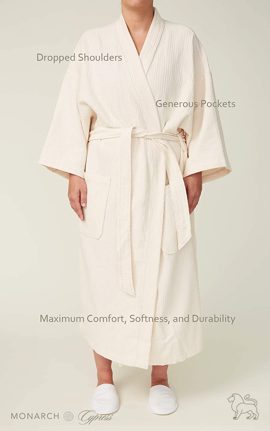 MONARCH Diamond Waffle Spa Kimono Robe - Soft Light Hotel Bathrobe Cypress Apparel & Accessories > Clothing > Sleepwear & Loungewear > Robes Kylie Max   