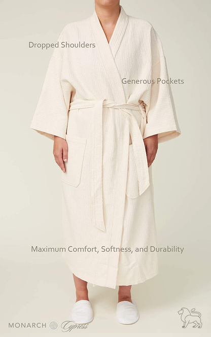 MONARCH Diamond Waffle Spa Kimono Robe - Soft Light Hotel Bathrobe Cypress Apparel & Accessories > Clothing > Sleepwear & Loungewear > Robes Kylie Max   