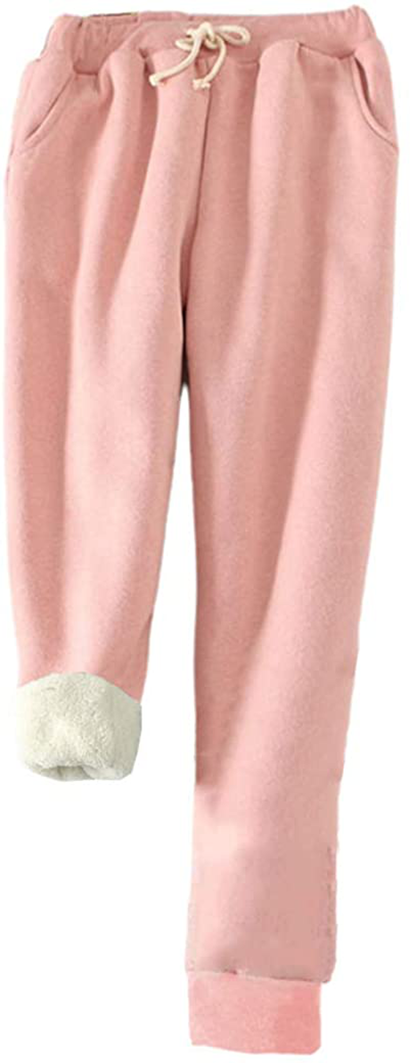Hesayep Women'S Warm Sherpa Lined Sweatpants Drawstring Athletic Jogger Fleece Pants with Pockets Apparel & Accessories > Clothing > Activewear Kylie Max   