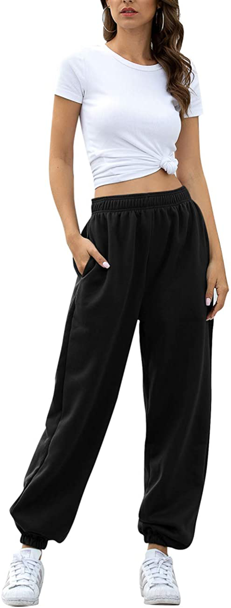 Hesayep Women'S High Waisted Sweatpants Workout Active Joggers Pants Baggy Lounge Bottoms Apparel & Accessories > Clothing > Activewear Kylie Max   