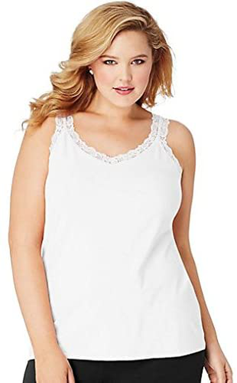 JUST MY SIZE Women'S plus Size Stretch Jersey Lace Trim Tank Apparel & Accessories > Clothing > Activewear Kylie Max   
