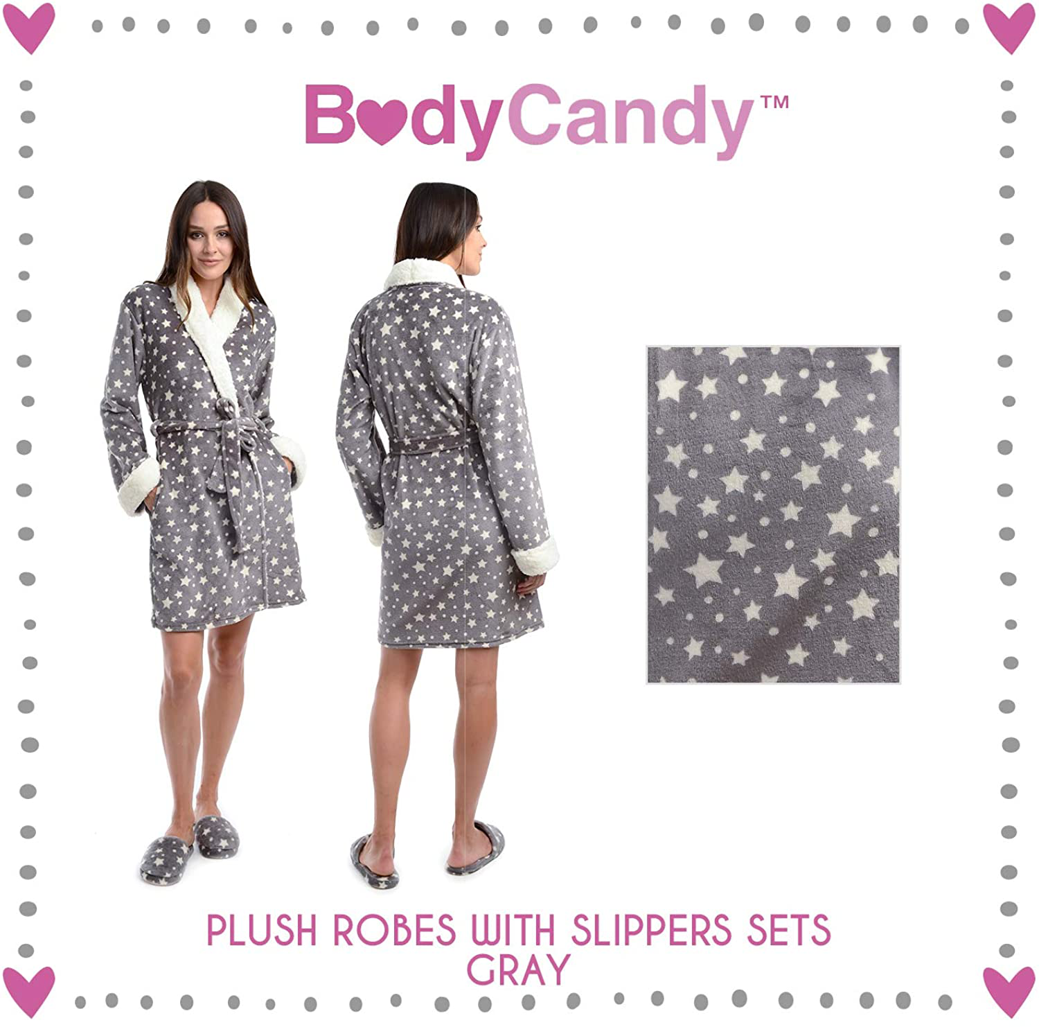 Body Candy Women'S Luxurious Soft Plush Bathrobe with Slippers Set Apparel & Accessories > Clothing > Sleepwear & Loungewear > Robes Kylie Max   