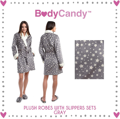 Body Candy Women'S Luxurious Soft Plush Bathrobe with Slippers Set Apparel & Accessories > Clothing > Sleepwear & Loungewear > Robes Kylie Max   