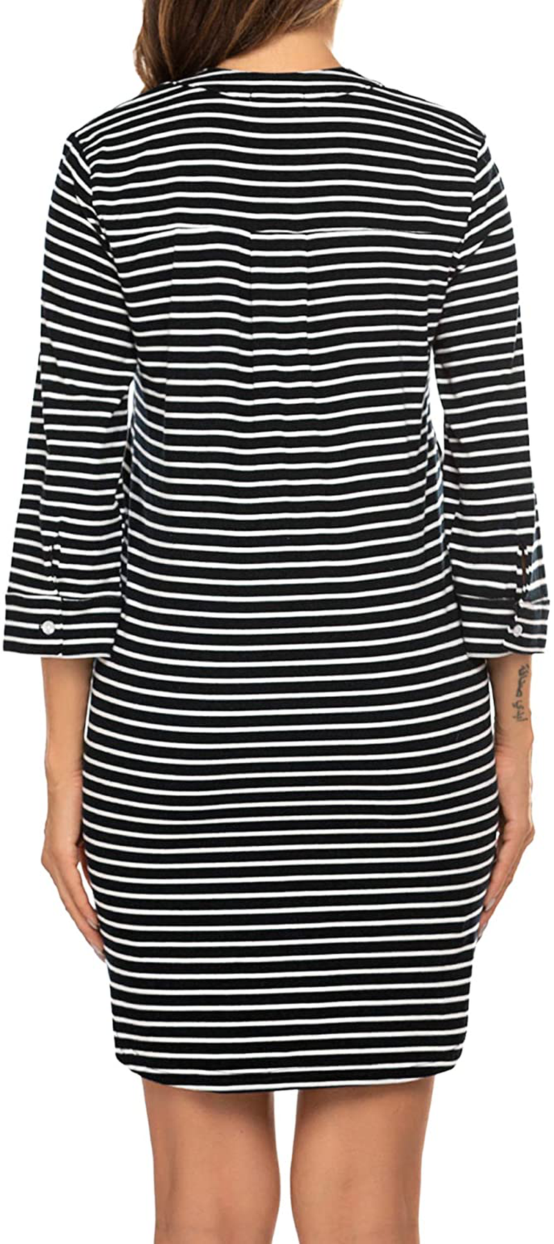 Ekouaer Women'S Nightgown Striped Sleepwear 3/4 Sleeves Nightshirts Soft Button Sleep Dress Apparel & Accessories > Clothing > Sleepwear & Loungewear > Nightgowns Kylie Max   