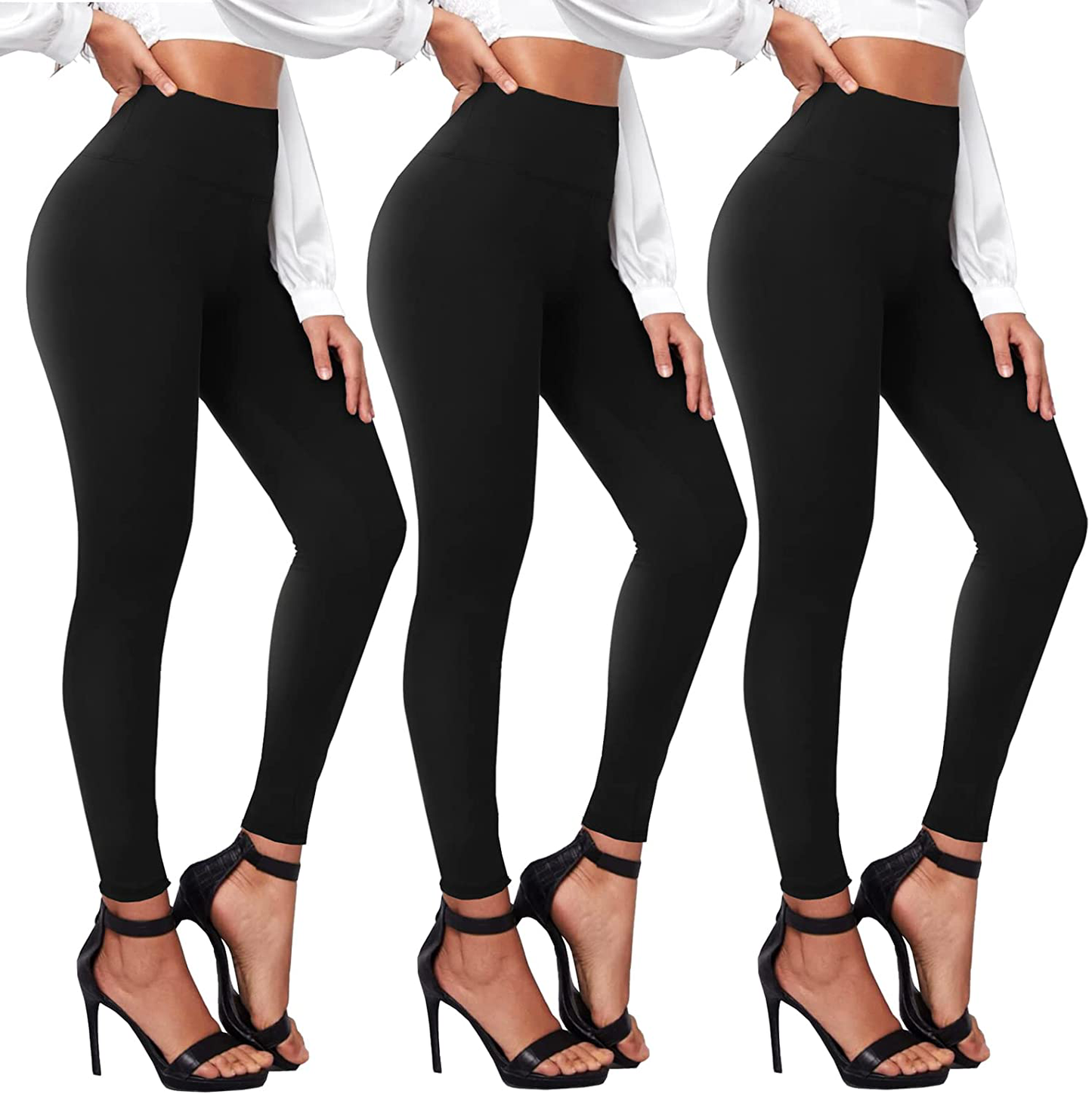 TNNZEET 3 Pack High Waisted Leggings for Women - Buttery Soft Workout Running Yoga Pants Apparel & Accessories > Clothing > Activewear TNNZEET A-black/ Black/ Black Small-Medium 