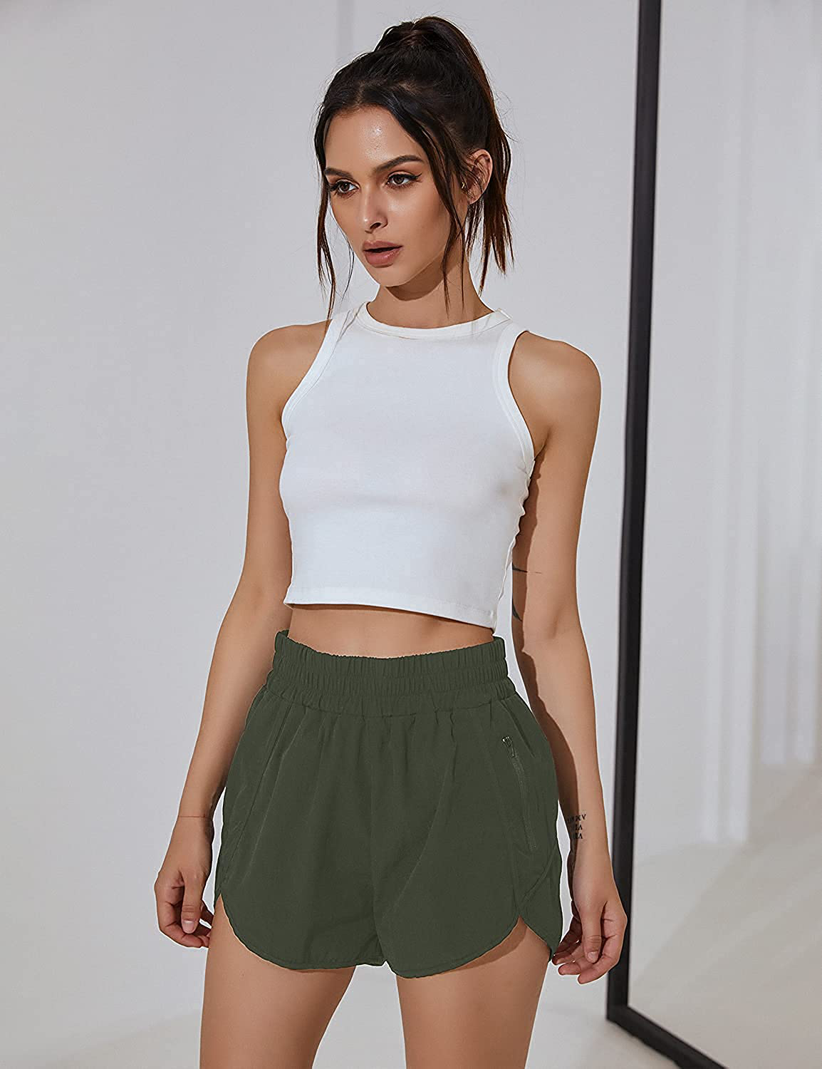 BMJL Women'S Running Shorts Elastic High Waisted Shorts Pocket Sporty Workout Shorts Quick Dry Athletic Shorts Pants Apparel & Accessories > Clothing > Shorts Kylie Max   