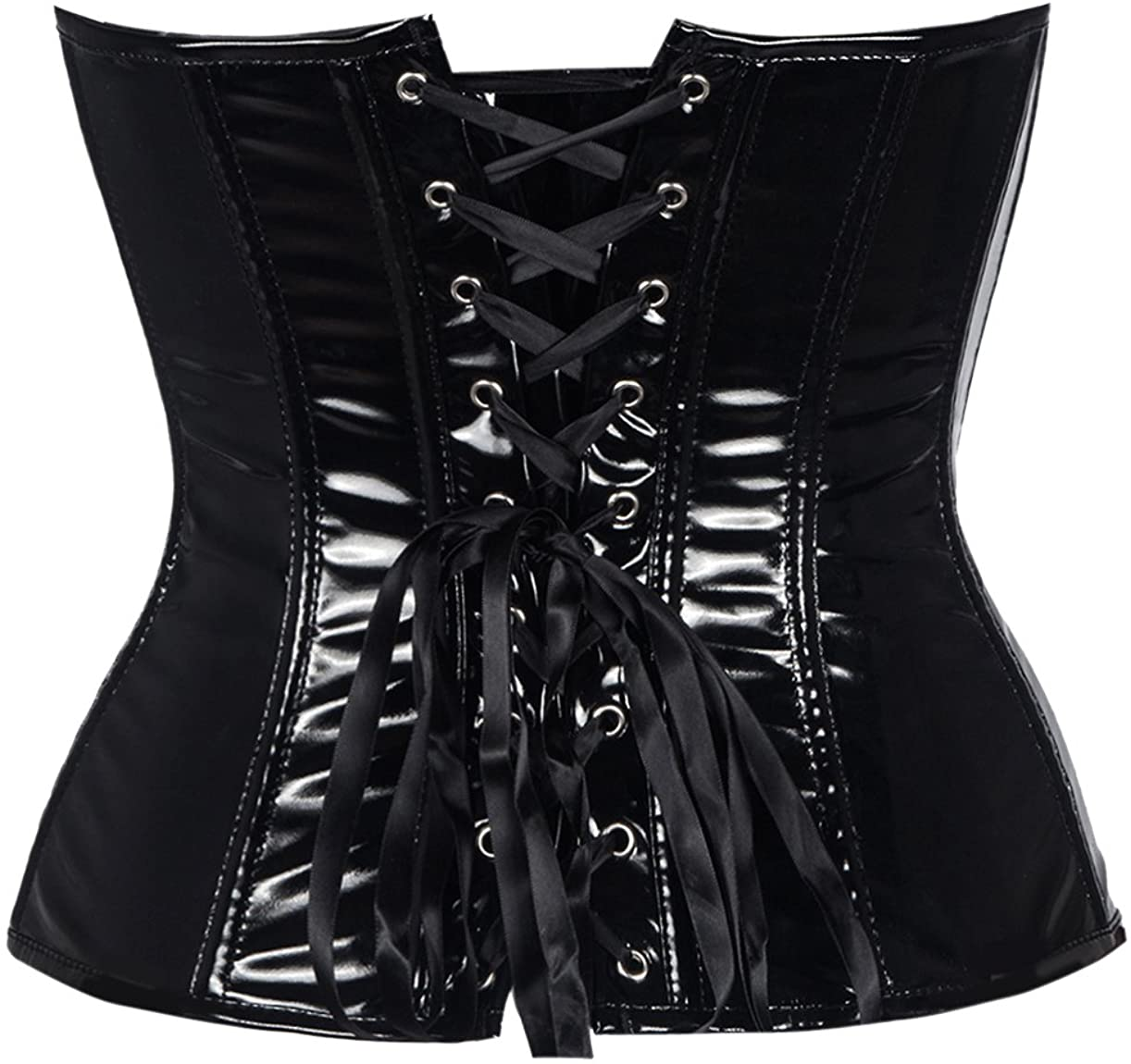 SAYFUT Black PVC Leather Steampunk Gothic Wasit Trainer Overbust Corset Bustier Apparel & Accessories > Clothing > Underwear & Socks > Lingerie SAYFUT   