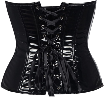 SAYFUT Black PVC Leather Steampunk Gothic Wasit Trainer Overbust Corset Bustier Apparel & Accessories > Clothing > Underwear & Socks > Lingerie SAYFUT   