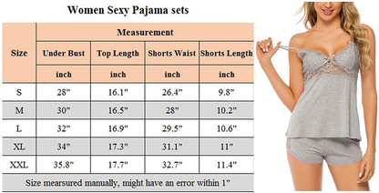 Gladiolus Sexy Pajama for Women Lace Sleepwear Lingerie Cami PJ Sets Nightwear S-XXL Apparel & Accessories > Clothing > Sleepwear & Loungewear Kylie Max   
