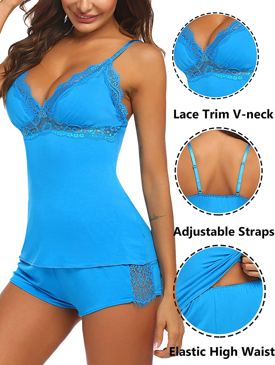 Avidlove Womens Sleepwear Lace Pajamas Cami PJS Set Pajama Set for Women Apparel & Accessories > Clothing > Sleepwear & Loungewear Kylie Max   
