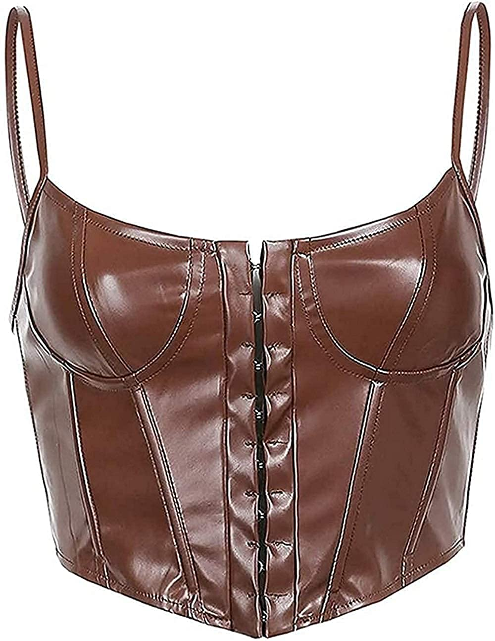 Modegal Women'S Satin Strapless Open Back Zipper Push up Fish Boned Overbust Bustier Corset Crop Top Apparel & Accessories > Clothing > Underwear & Socks > Lingerie Modegal Y Brown Medium 