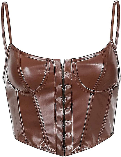 Modegal Women'S Satin Strapless Open Back Zipper Push up Fish Boned Overbust Bustier Corset Crop Top Apparel & Accessories > Clothing > Underwear & Socks > Lingerie Modegal Y Brown Medium 