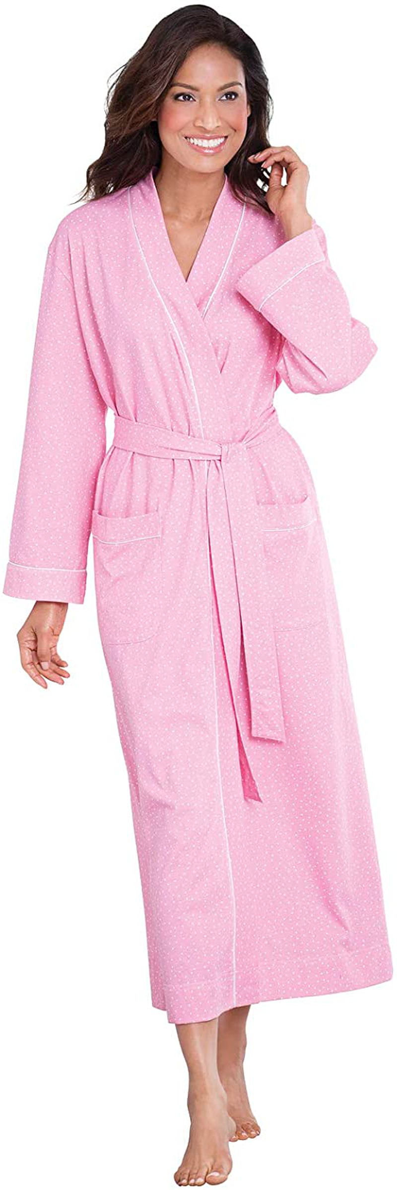 Pajamagram Long Women'S Cotton Robes - Soft Robe Womens Apparel & Accessories > Clothing > Sleepwear & Loungewear > Robes PajamaGram Pink - Pin Dot 1X 