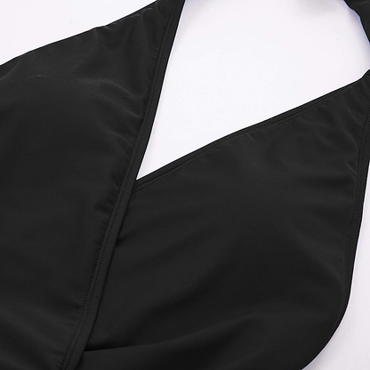 GRACE KARIN Women'S Halter Swimwear V Neck Stripe One-Piece Swimsuit Monokini Apparel & Accessories > Clothing > Swimwear Kylie Max   
